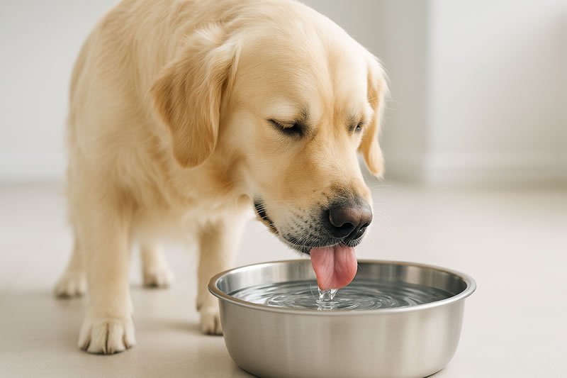Happy pet drinking clean filtered water